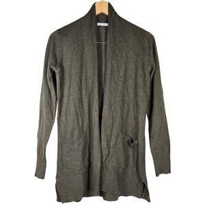 Pink Clover Penton Two Pocket Open Front Cardigan Olive Green S NWOT